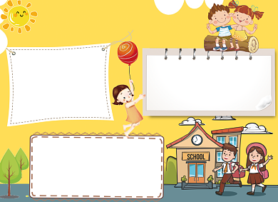 黄色创意卡通平安校园宣传小报背景
