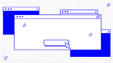 蓝色线框开学季学生会招新横版海报背景