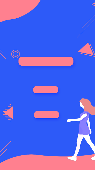 蓝色扁平风招聘海报模板背景