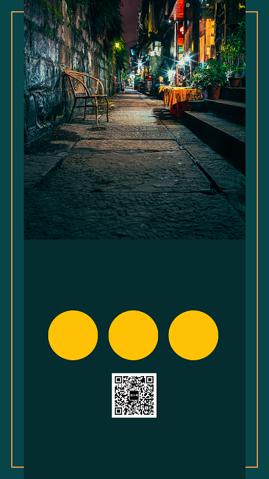 墨绿色古镇旅行手机海报模板背景