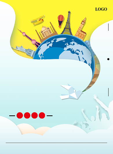 浅蓝色剪纸风地球世界和平日和平鸽东方明珠海报背景