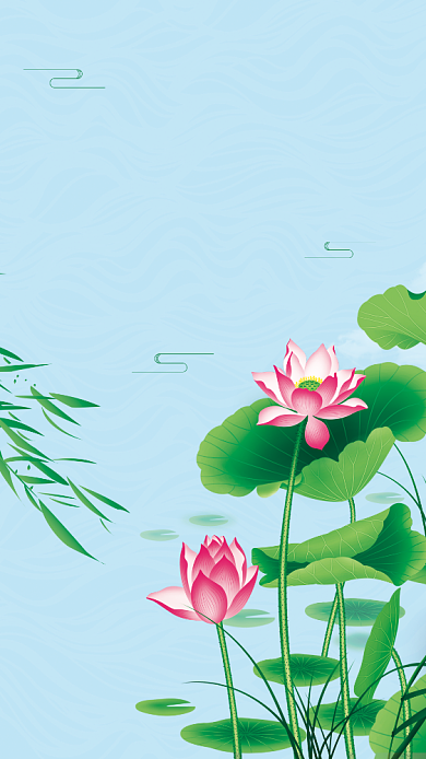 创意时尚荷花时节夏至海报背景