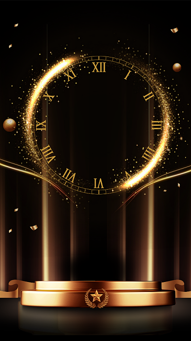 黑金大气新年倒计时手机海报背景