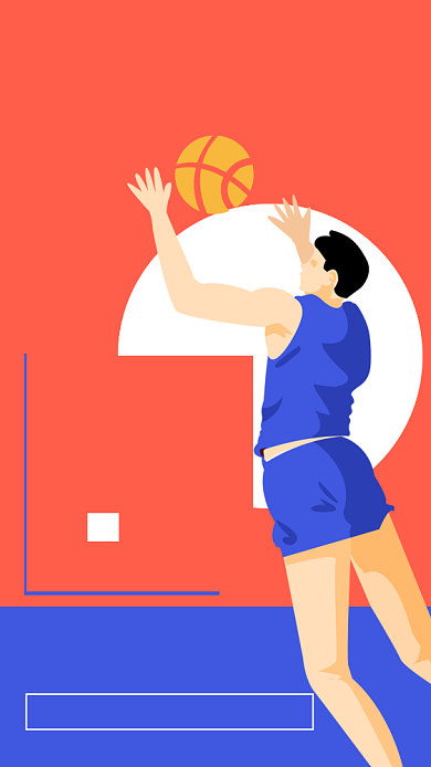 篮球培训简约扁平风格手机海报 背景