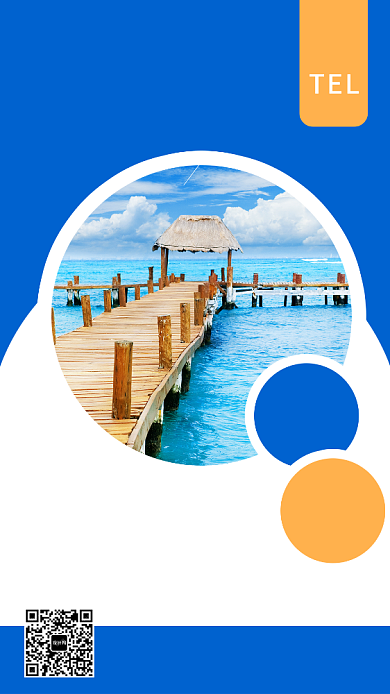 创意蓝色系旅行手机海报背景