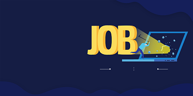 深蓝时尚简约招聘人才展板背景