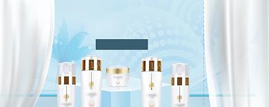 护肤品蓝色50元代金券背景