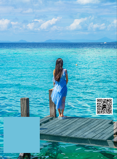 蓝色蜜月越南芽庄旅游促销印刷海报背景