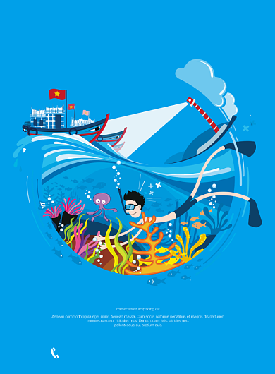 梦想海洋蓝色海底卡通人物可爱印刷海报背景
