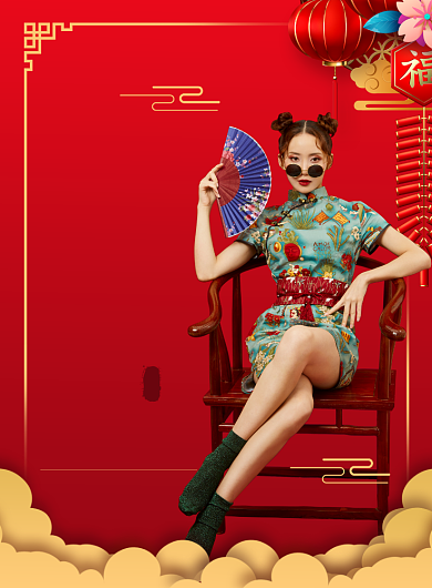 大气中国风旗袍传统服饰海报背景