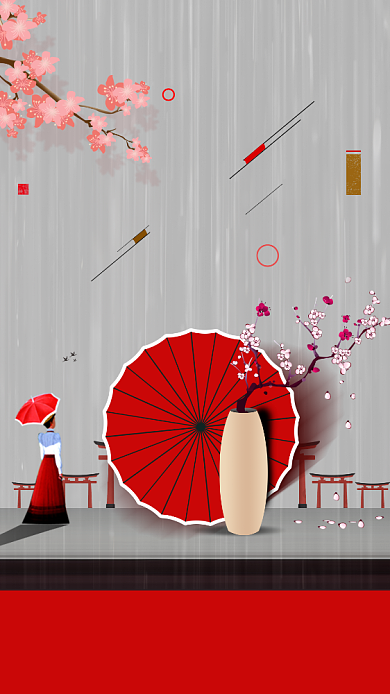 质感东京樱花节手机宣传海报背景