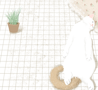 可爱猫咪手绘插画诗和远方朋友圈封面背景