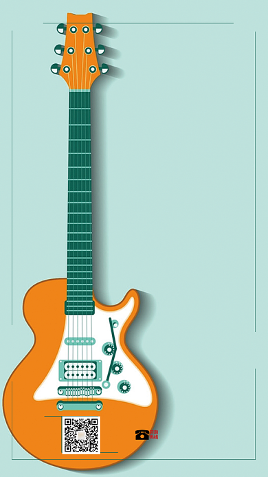 绿色吉他培训手机海报背景