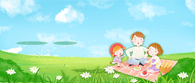 旅行宣传绿色风景卡通新媒体配图背景