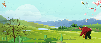 谷雨节气劳动场景公众号首图背景