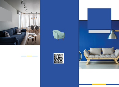 蓝色时尚简约家具宣传三折页模板背景