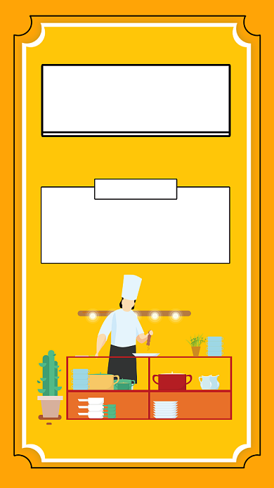 黄色小清新厨师招聘手机海报背景