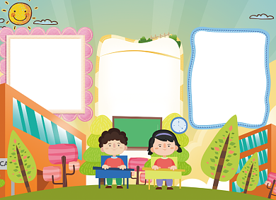 可爱卡通手绘新学期开学小报背景