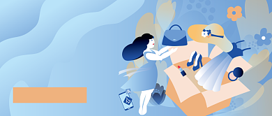 美妆服装大钜惠插画公众号首图背景