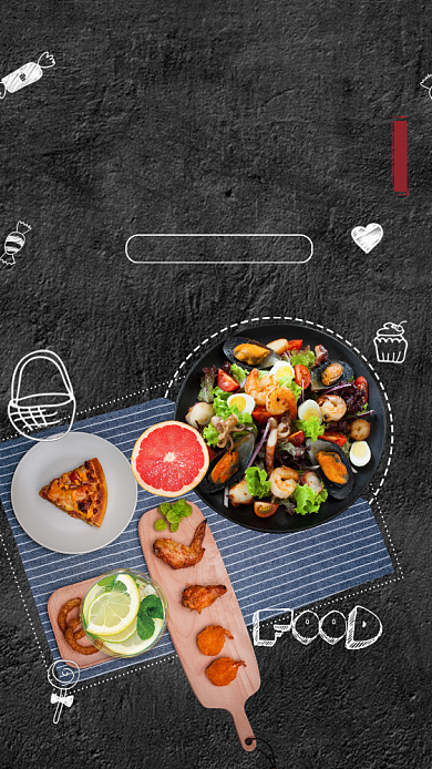 拼盘小吃美食促销海报背景