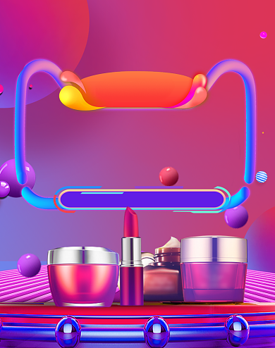 炫彩年货节化妆品促销海报背景