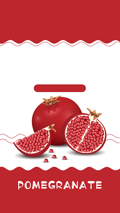 红色扁平简约新鲜美味红石榴手机海报背景