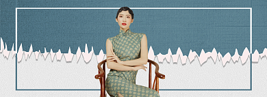 女性旗袍折扣专场淘宝banner背景