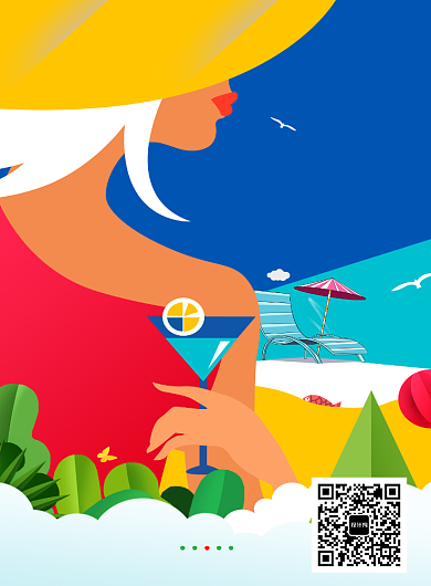 盛夏清凉美女插画海报背景