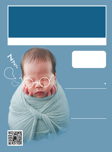 蓝色趣味婴儿摄影印刷海报模板背景