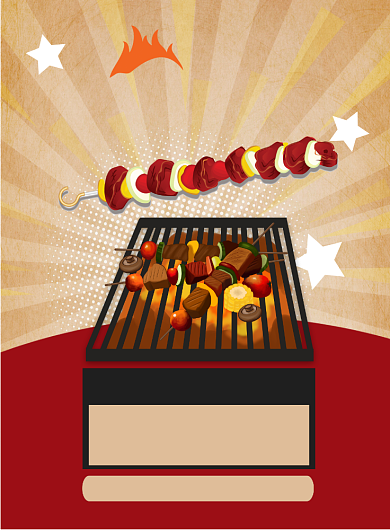餐饮美食烧烤BBQ烤串撸串烤肉宣传海报背景