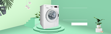 绿色立体洗衣机促销banner背景