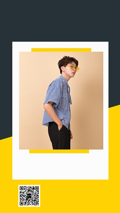 撞色时尚潮牌男装新品手机海报模板背景