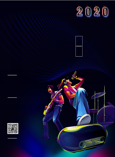 深蓝色炫酷音乐节印刷海报背景