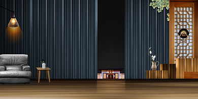 东方院境时尚大气房产展板背景