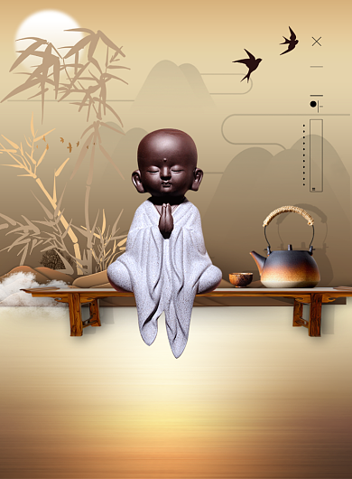 中国风创意禅茶海报背景