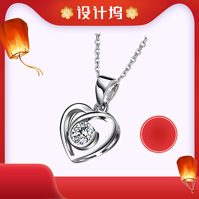 红色中秋节主题电商首饰珠宝直通车促销模板背景