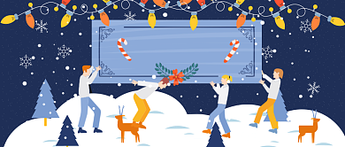 圣诞快乐漫画插画公众号首图背景