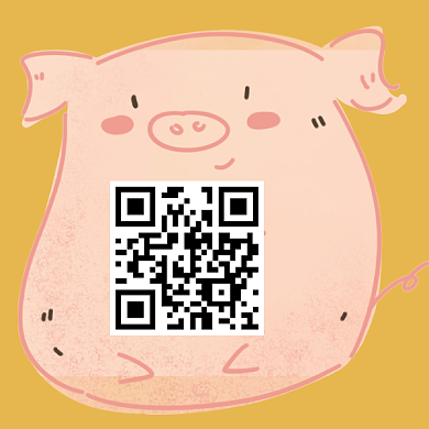 卡通可爱手绘小猪二维码背景