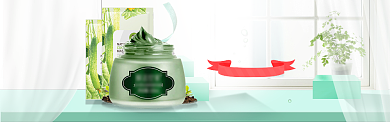 绿色天然护肤品淘宝banner背景