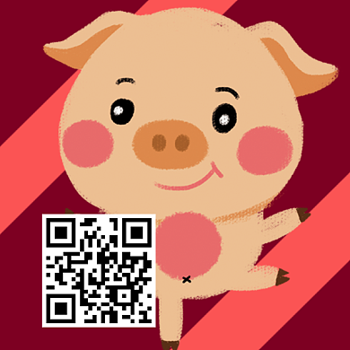 手绘卡通猪年二维码背景