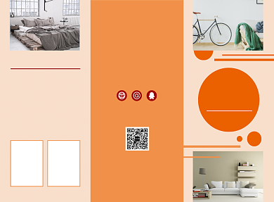 橙色清新简约家庭装修宣传三折页模板背景