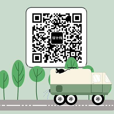 创意卡通洒水车二维码背景