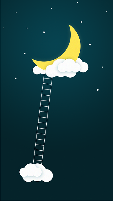 月亮插画晚安手机壁纸背景