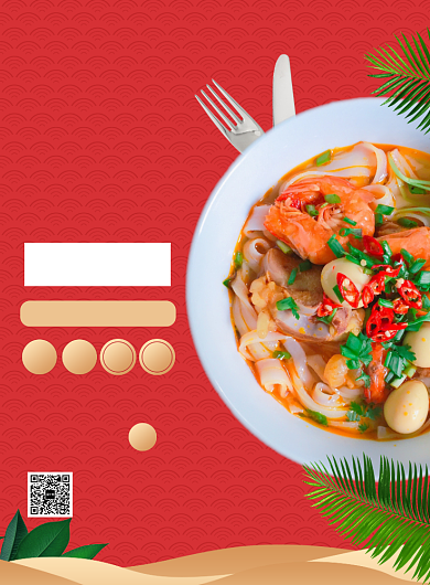 红色简约泰式美食冬阴功面推广促销海报背景