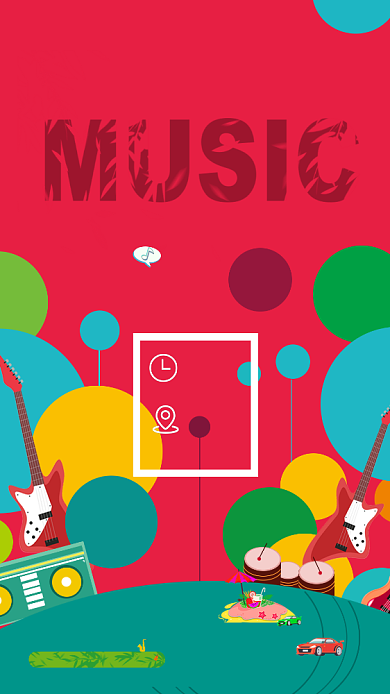 简约漫画风音乐手机海报背景