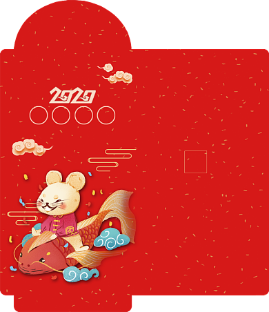 红色大气鼠年形象创意新年红包背景
