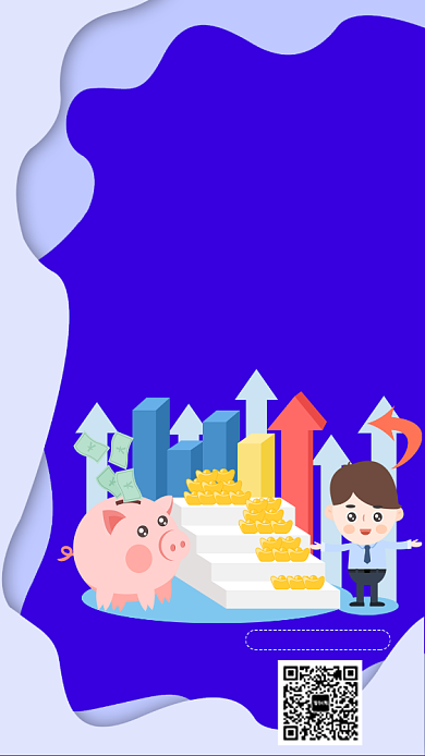 蓝色财富助手在线理财手机海报背景