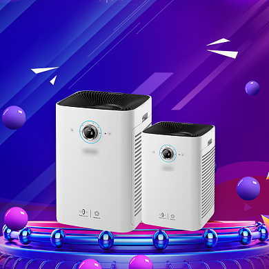 蓝色紫色空气净化器淘宝直通车背景