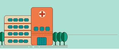 淡绿卡通房子红十字公众号首图背景