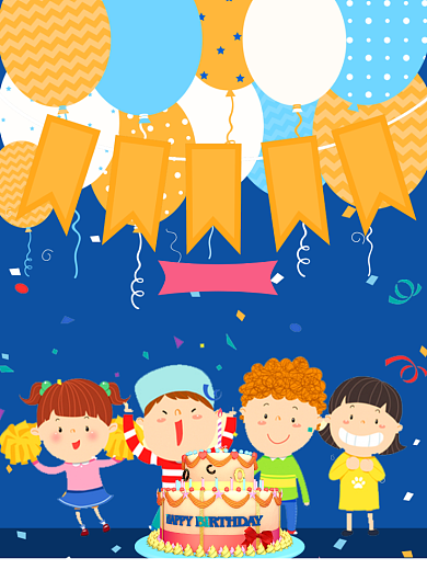 卡通大气生日快乐祝福广告印刷海报模板背景